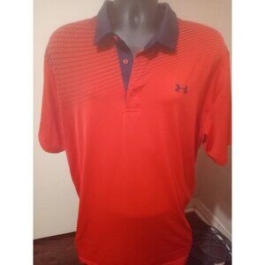 Under Armour Playoff Polo Shirt Red Navy Performance Golf Mens XXL 2XL